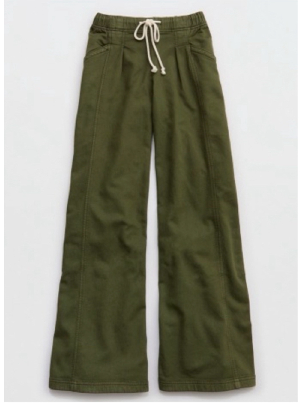 Aerie Daydream Denim Stretch Trousers XXL Regular Military Green Wide Leg